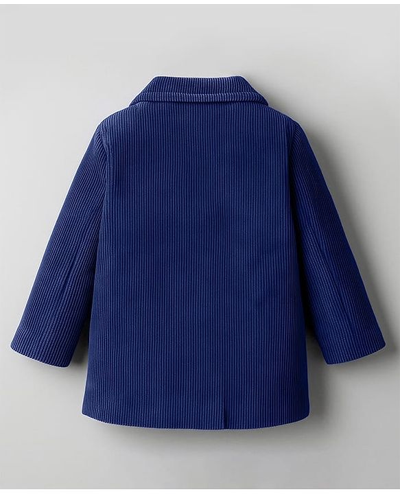 Babyhug Woven Full Sleeves Solid Party Blazer - Navy Blue