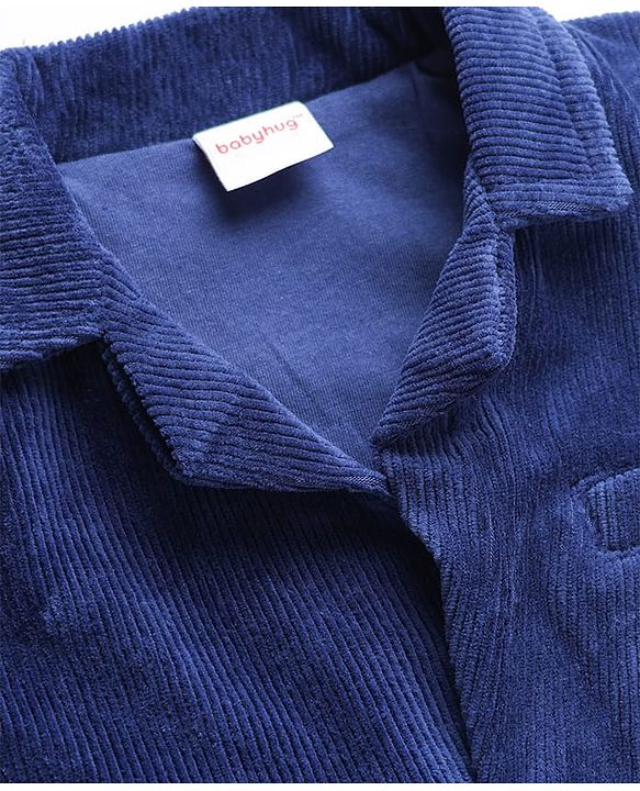 Babyhug Woven Full Sleeves Solid Party Blazer - Navy Blue