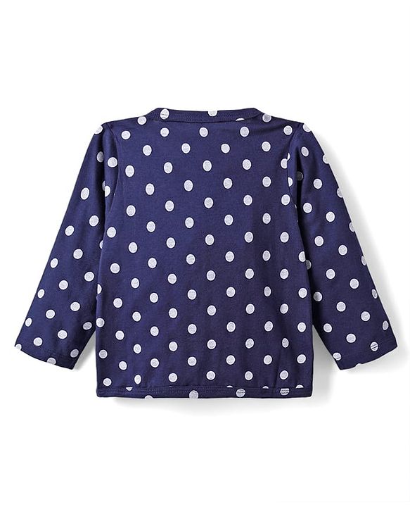 Babyhug Single Jersey Knit Full Sleeves Co-ords  Top & Lounge Pant  Set with Polka Dot Print - Navy Blue