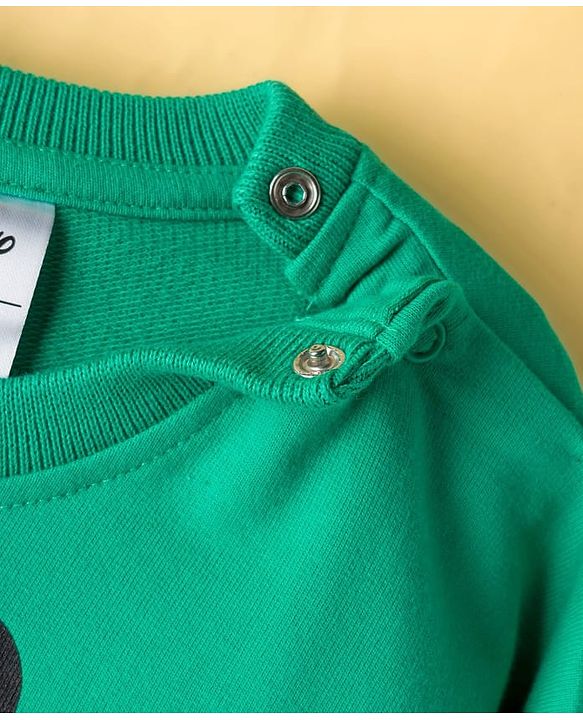 Babyhug Disney Terry Knit Drop Shoulder Full Sleeves Sweatshirts with Mickey and Friends Graphic Pack of 2 - Green & White