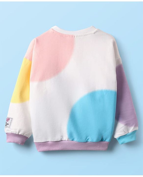 Babyhug Disney Terry Knit Full Drop Shoulder Sleeves Sweatshirt With Minnie Mouse Graphics - Multicolor