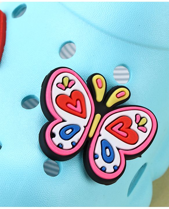 Cute Walk by Babyhug Back Strap Closure Clogs with Butterfly & Ice Cream Applique- Blue