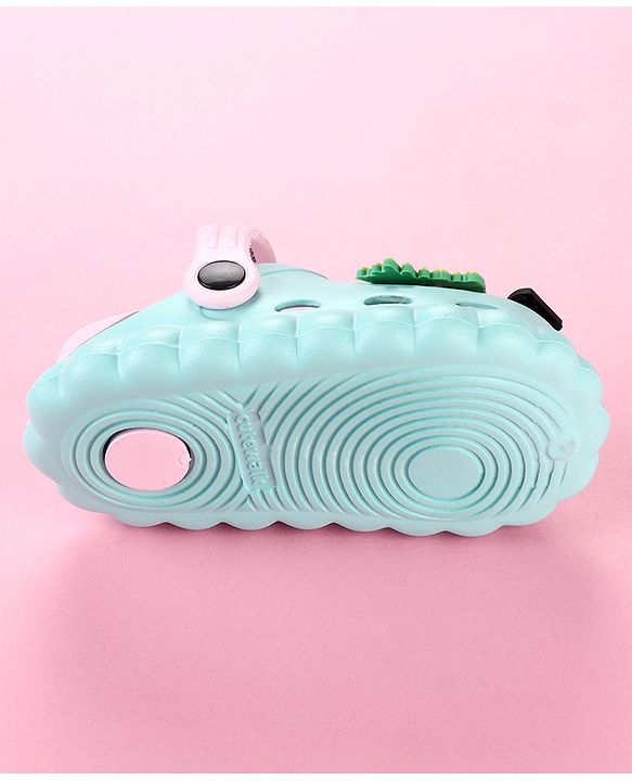 Cute Walk by Babyhug Clogs with Leaves Applique & Back Strap - Mint