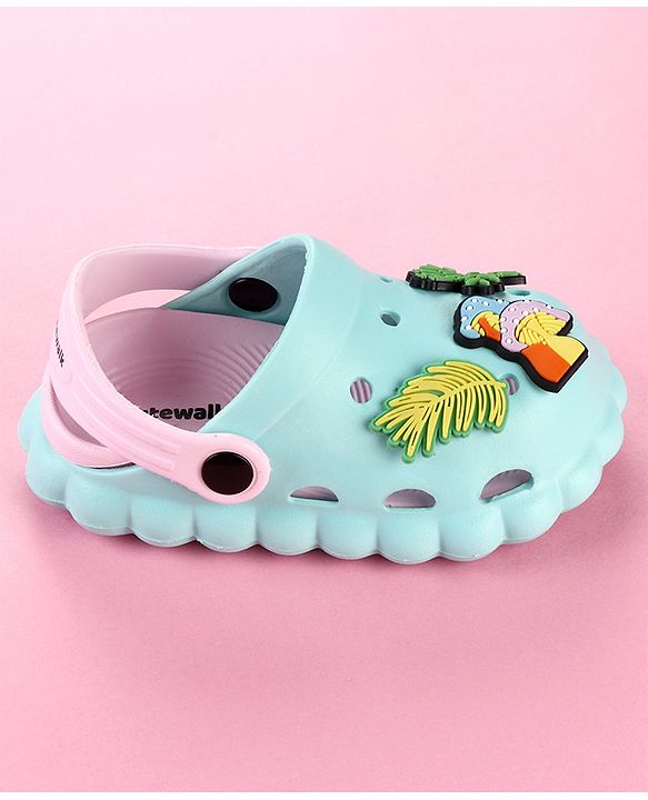 Cute Walk by Babyhug Clogs with Leaves Applique & Back Strap - Mint