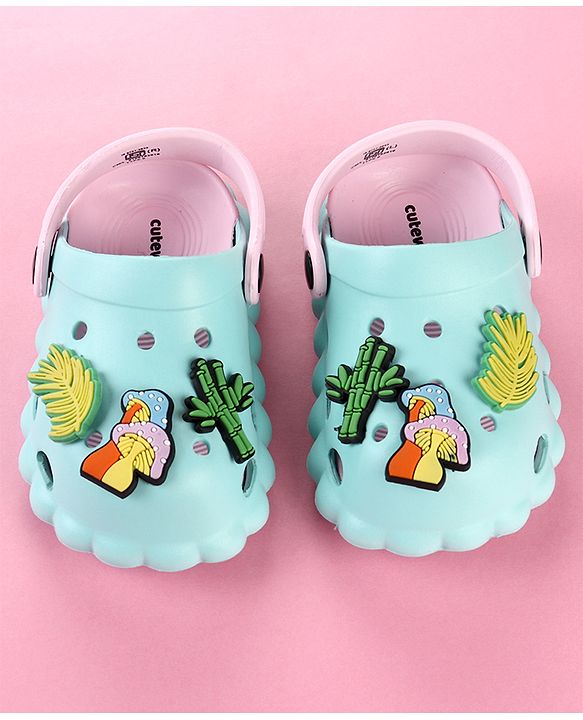 Cute Walk by Babyhug Clogs with Leaves Applique & Back Strap - Mint