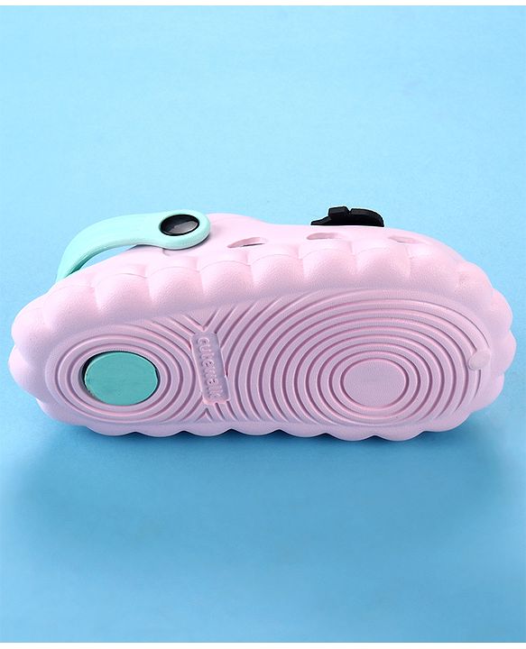 Cute Walk by Babyhug Back Strap Closure Clogs with Leaves  Applique - Pink