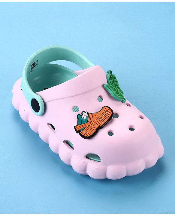 Cute Walk by Babyhug Back Strap Closure Clogs with Leaves  Applique - Pink