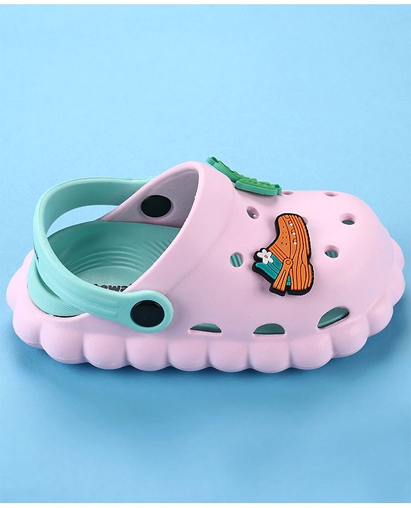 Cute Walk by Babyhug Back Strap Closure Clogs with Leaves  Applique - Pink