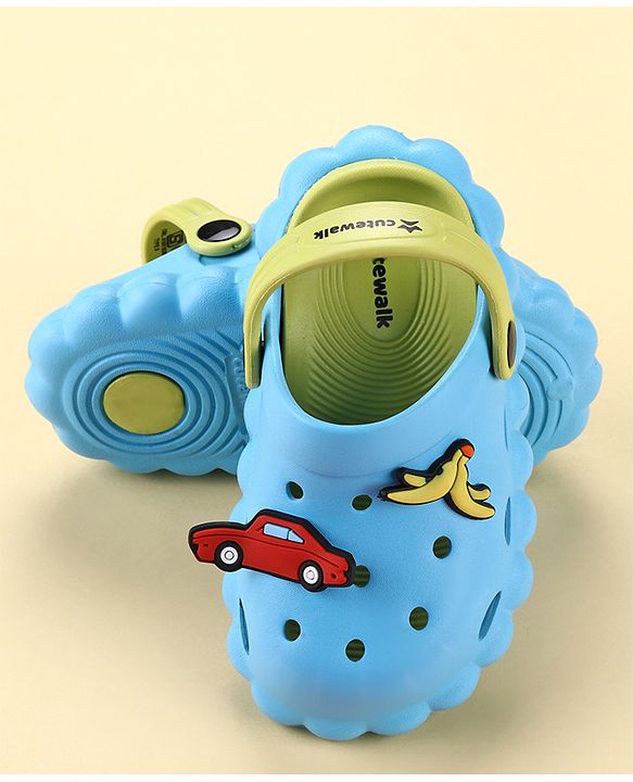 Cute Walk by Babyhug Back Strap Closure Clogs with Car Applique - Blue