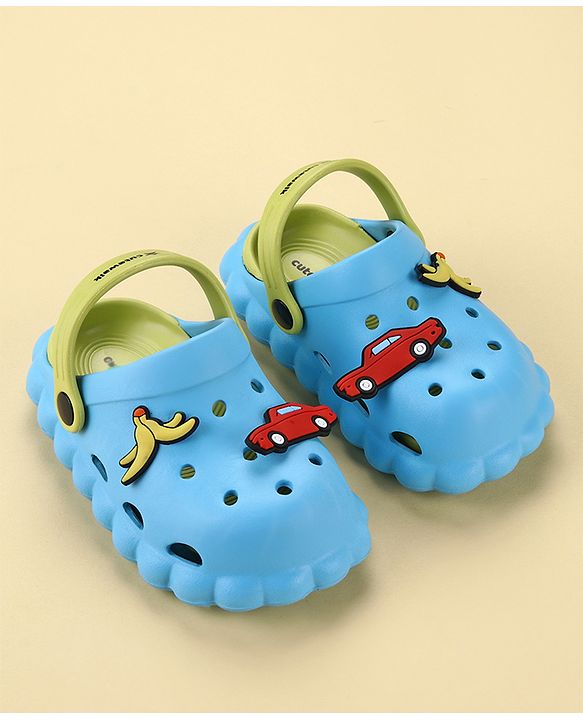 Cute Walk by Babyhug Back Strap Closure Clogs with Car Applique - Blue