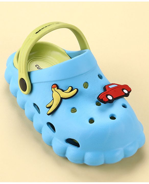 Cute Walk by Babyhug Back Strap Closure Clogs with Car Applique - Blue
