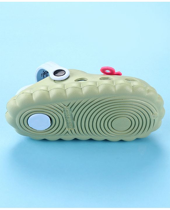 Cute Walk by Babyhug Back Strap Closure Clogs with Floral Applique - Green