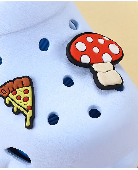 Cute Walk by Babyhug Back Strap Closure Clogs with Mushroom & Pizza Applique - Light Blue