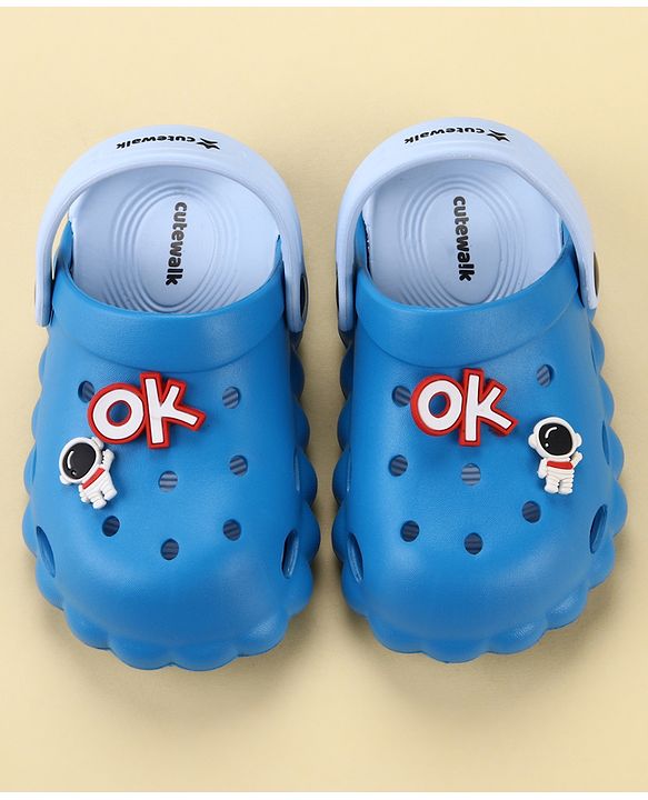 Cute Walk by Babyhug Back Strap Closure Clogs With Astronaut Applique - Blue