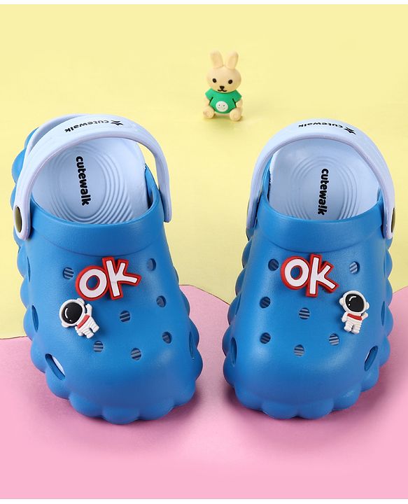 Cute Walk by Babyhug Back Strap Closure Clogs With Astronaut Applique - Blue