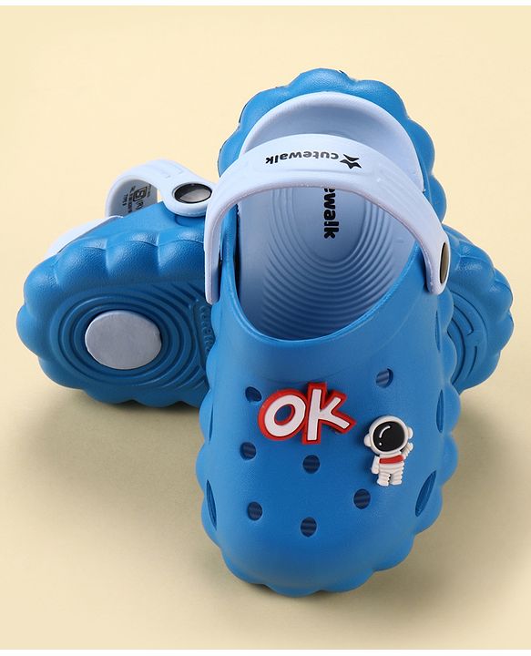 Cute Walk by Babyhug Back Strap Closure Clogs With Astronaut Applique - Blue
