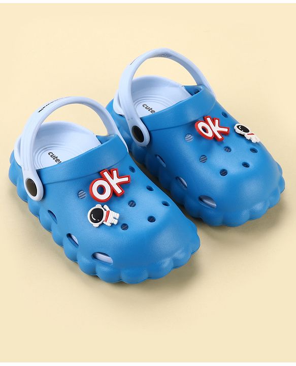 Cute Walk by Babyhug Back Strap Closure Clogs With Astronaut Applique - Blue