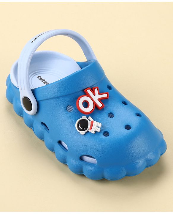 Cute Walk by Babyhug Back Strap Closure Clogs With Astronaut Applique - Blue