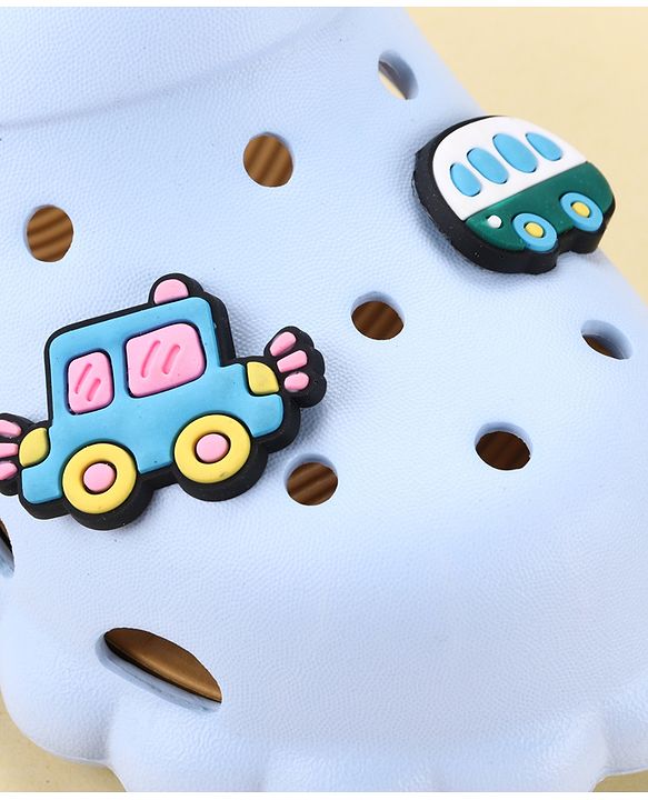 Cute Walk by Babyhug Back Strap Closure Clogs With Car Applique - Light Blue