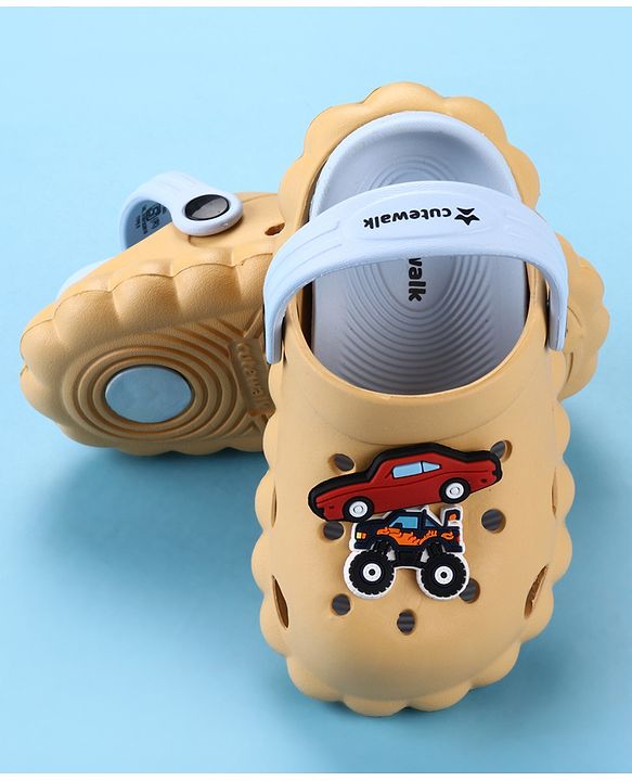 Cute Walk by Babyhug Back Strap Closure Clogs With Car Applique - Mustard