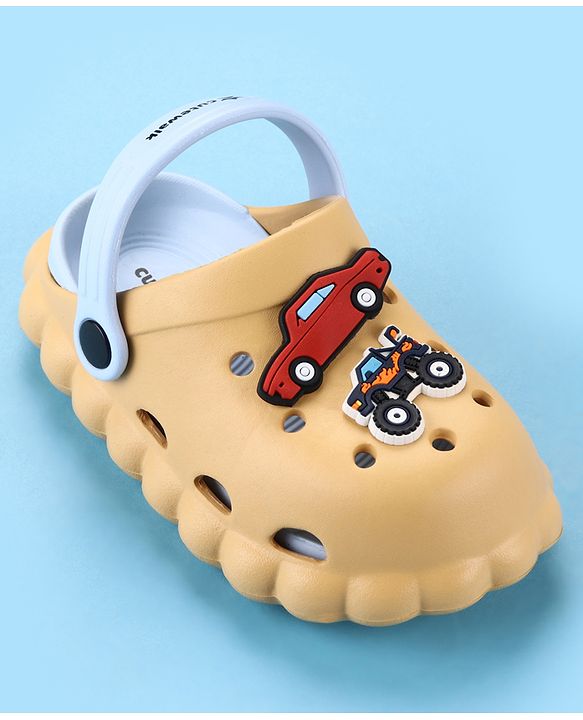 Cute Walk by Babyhug Back Strap Closure Clogs With Car Applique - Mustard