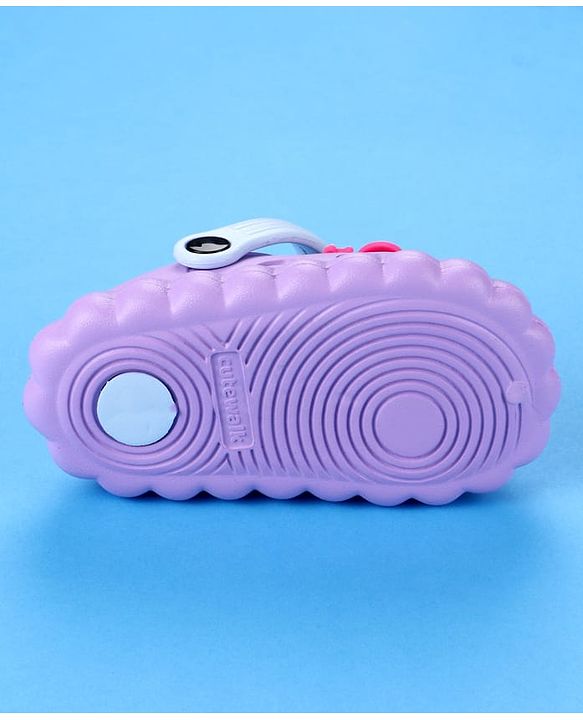 Cute Walk by Babyhug Back Strap Closure Clogs with Duck & Seahorse Applique - Purple