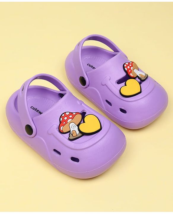 Cute Walk by Babyhug Clogs With Mushroom Applique - Purple