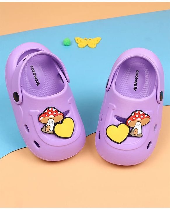 Cute Walk by Babyhug Clogs With Mushroom Applique - Purple