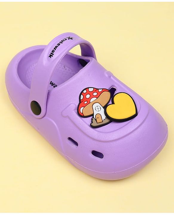 Cute Walk by Babyhug Clogs With Mushroom Applique - Purple