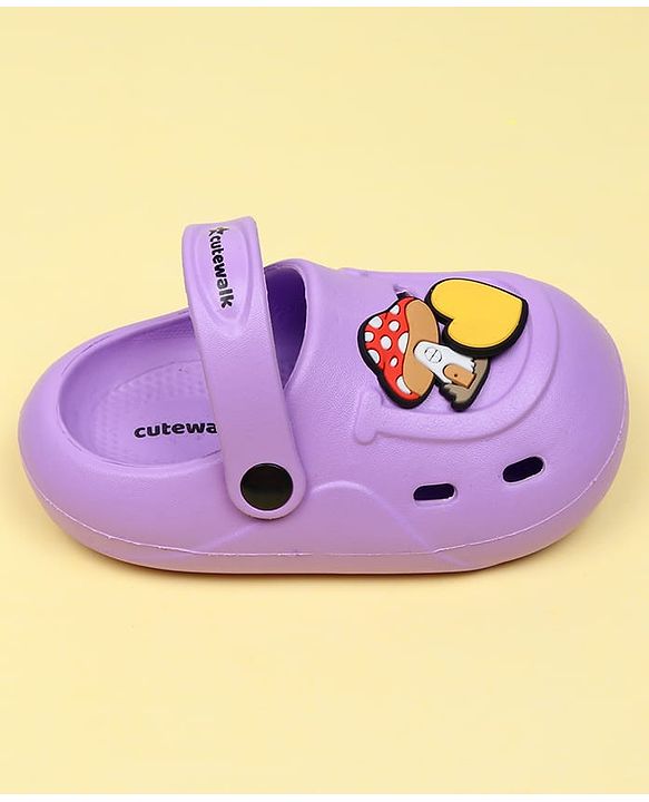 Cute Walk by Babyhug Clogs With Mushroom Applique - Purple