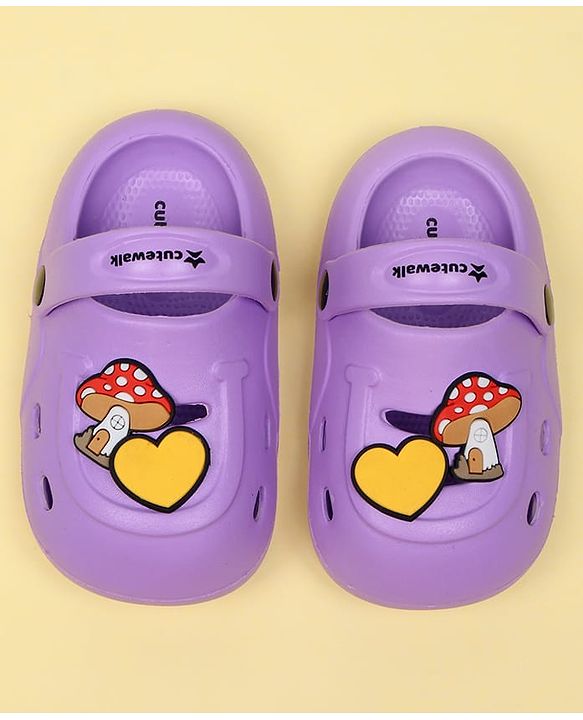 Cute Walk by Babyhug Clogs With Mushroom Applique - Purple