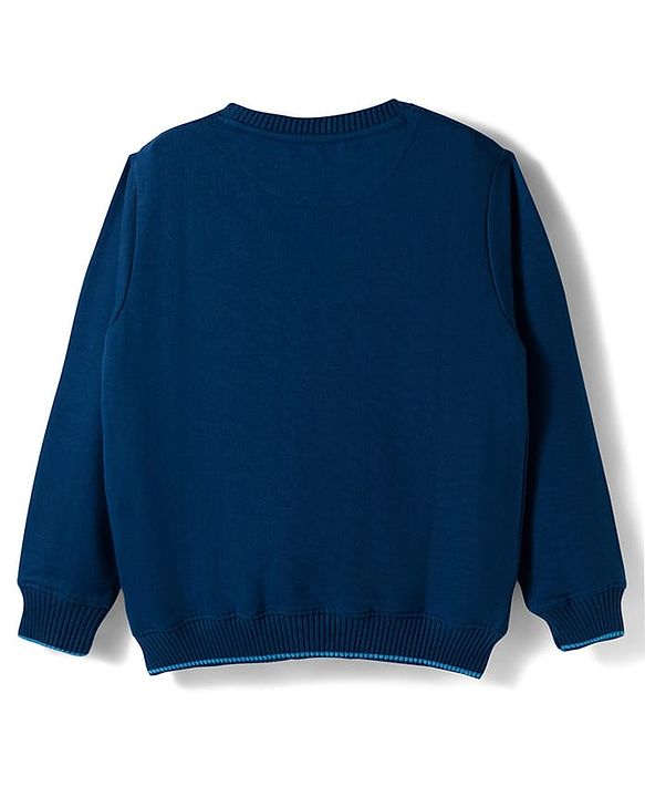 Pine Kids Knit Full Sleeves Sweatshirt With Number Print - Navy Blue