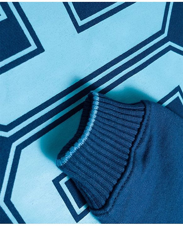 Pine Kids Knit Full Sleeves Sweatshirt With Number Print - Navy Blue