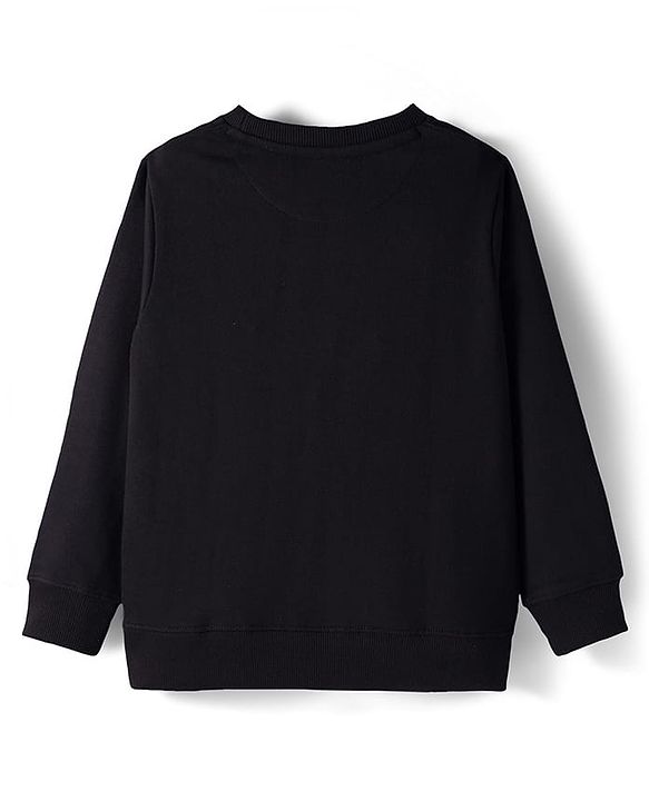 Pine Kids Knit Full Sleeves Sweatshirt With Foil Explore Print - Black