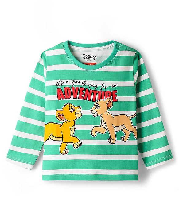 Babyhug Disney Single Jersey Full Sleeves Night Suit Set with Lion King Graphics - Light Green