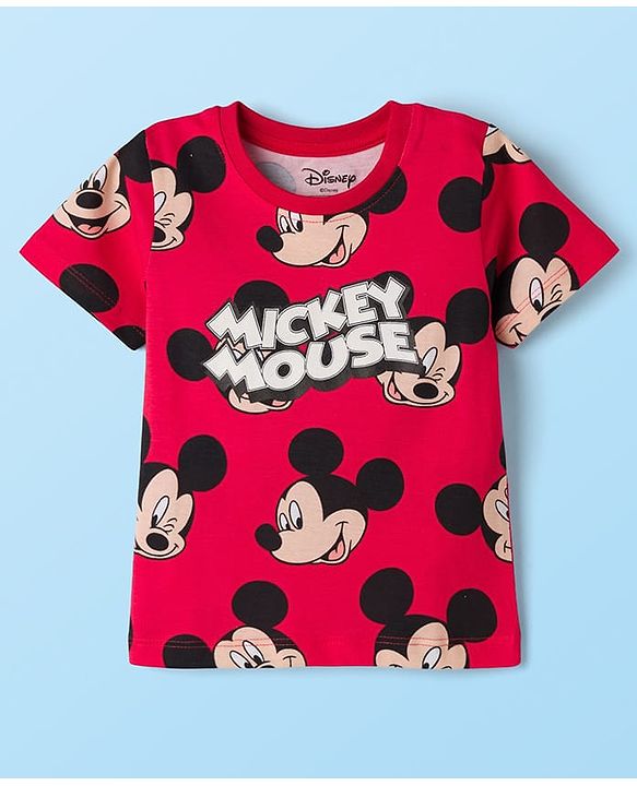 Babyhug Disney Single Jersey Knit Half Sleeves T-Shirts & Shorts Sets With Mickey Mouse Graphic Pack of 2 - Multicolor