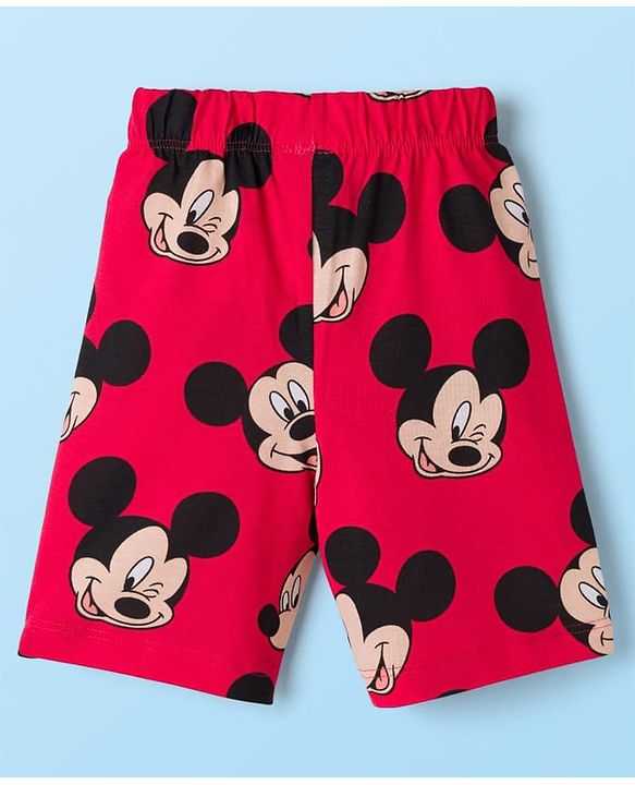 Babyhug Disney Single Jersey Knit Half Sleeves T-Shirts & Shorts Sets With Mickey Mouse Graphic Pack of 2 - Multicolor