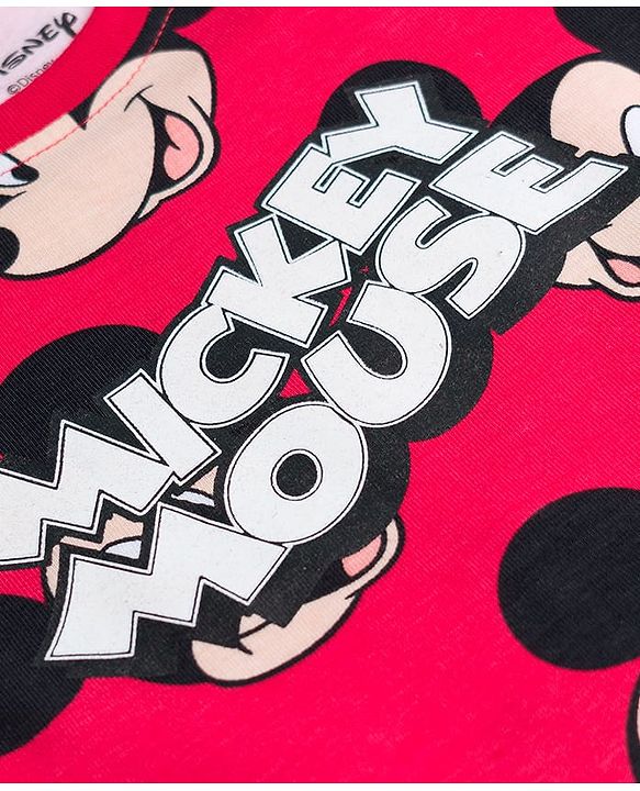 Babyhug Disney Single Jersey Knit Half Sleeves T-Shirts & Shorts Sets With Mickey Mouse Graphic Pack of 2 - Multicolor
