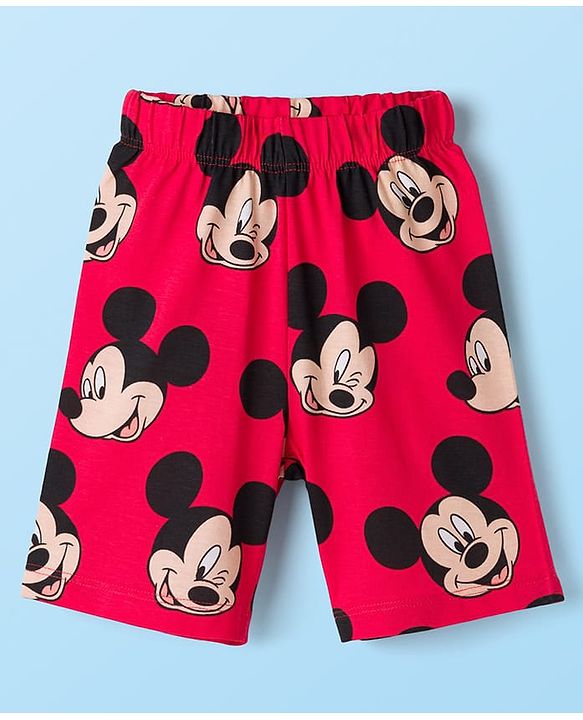 Babyhug Disney Single Jersey Knit Half Sleeves T-Shirts & Shorts Sets With Mickey Mouse Graphic Pack of 2 - Multicolor
