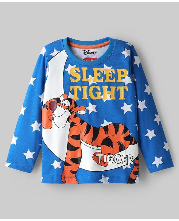 Babyhug Disney Single Jersey Knit Full Sleeves Night Suit with Tigger Graphics - Blue