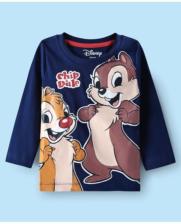 Babyhug Disney Single Jersey Knit Full Sleeves T-Shirt with Chip N Dale Graphics Pack of 3 - Red Navy Blue & Cream
