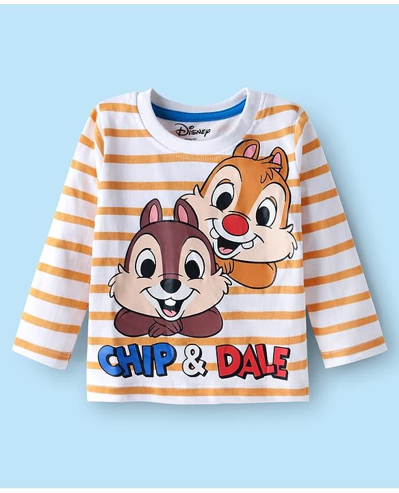 Babyhug Disney Single Jersey Knit Full Sleeves T-Shirt with Chip N Dale Graphics Pack of 3 - Red Navy Blue & Cream