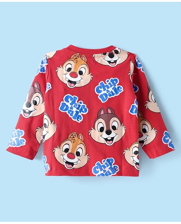 Babyhug Disney Single Jersey Knit Full Sleeves T-Shirt with Chip N Dale Graphics Pack of 3 - Red Navy Blue & Cream