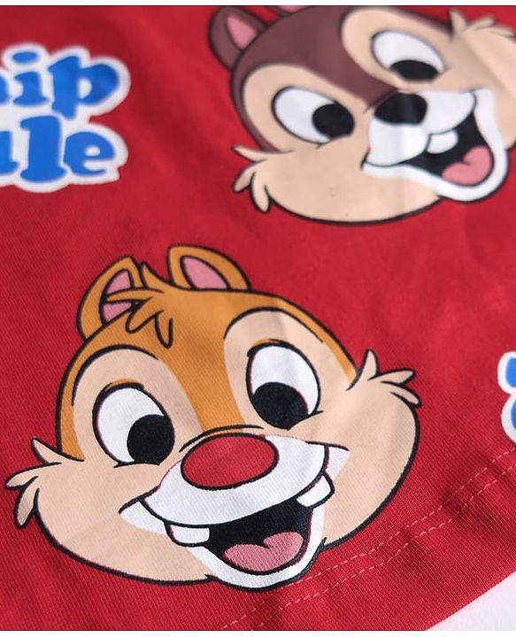 Babyhug Disney Single Jersey Knit Full Sleeves T-Shirt with Chip N Dale Graphics Pack of 3 - Red Navy Blue & Cream