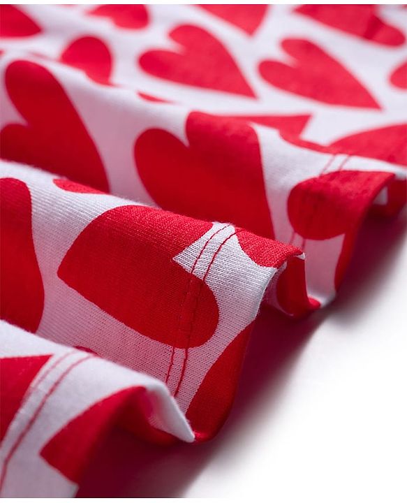 Babyhug Single Jersey Knit Half Sleeves Heart & Polka Dot Printed Frocks With Bow Applique Pack of 2 - Navy Blue & White