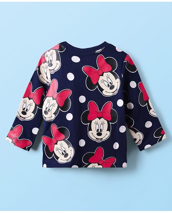 Babyhug Disney Single Jersey Knit Full Sleeves T-Shirt with Minnie Mouse Graphics Pack of 3 - Red Navy Blue & White