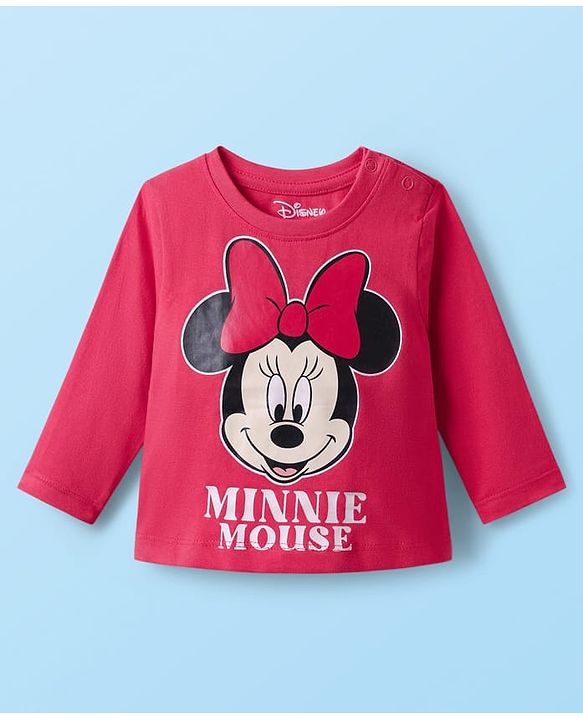 Babyhug Disney Single Jersey Knit Full Sleeves T-Shirt with Minnie Mouse Graphics Pack of 3 - Red Navy Blue & White