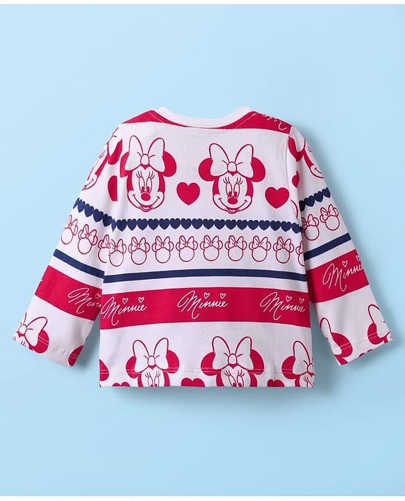 Babyhug Disney Single Jersey Knit Full Sleeves T-Shirt with Minnie Mouse Graphics Pack of 3 - Red Navy Blue & White