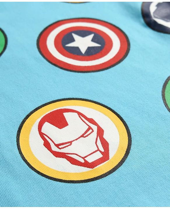 Babyhug Marvel Single Jersey Knit Full Sleeves T-Shirt with Avengers Graphic Pack of 3 - Light Blue White & Orange