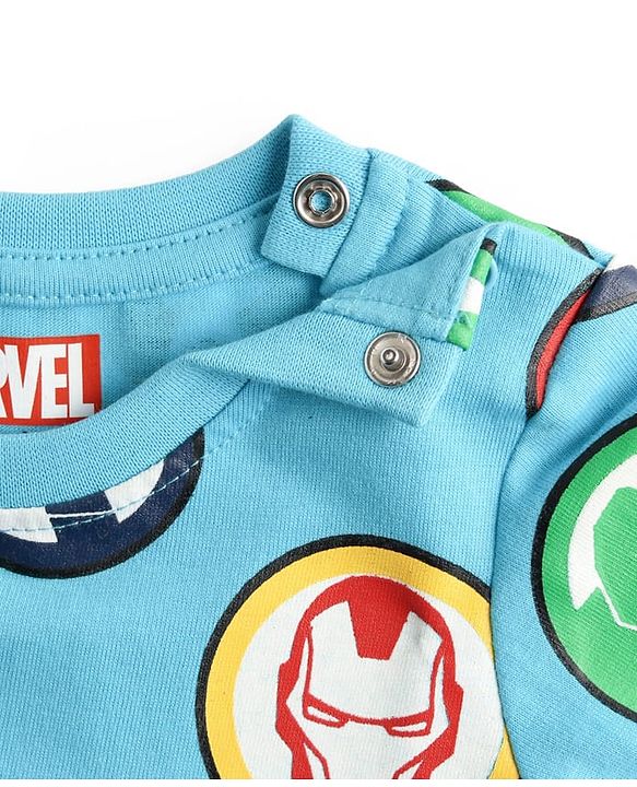 Babyhug Marvel Single Jersey Knit Full Sleeves T-Shirt with Avengers Graphic Pack of 3 - Light Blue White & Orange